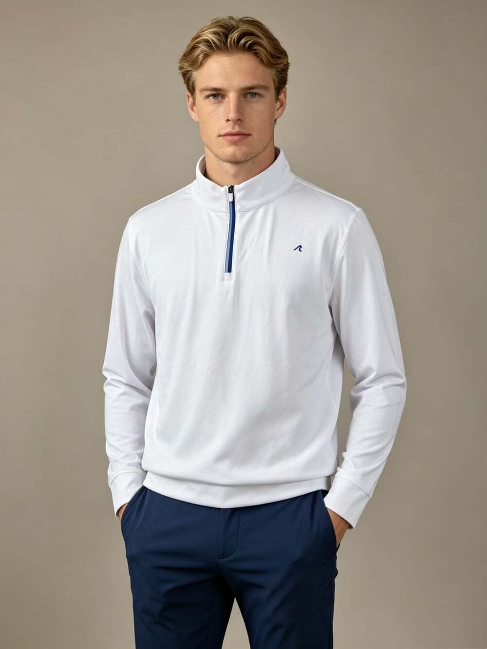 NWOT Redvanly Mens Golf 1/4 Zip White Long-Sleeved Pullover Sweatshirt Size XL